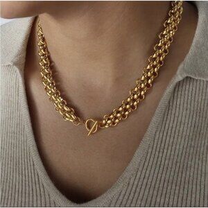 Gold Chunky Toggle Chain Necklace 18KT